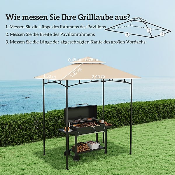 Outsunny Ersatzdach für Grillpavillon 1,5 m x 2,4 m nur Ersatzdach, doppels günstig online kaufen