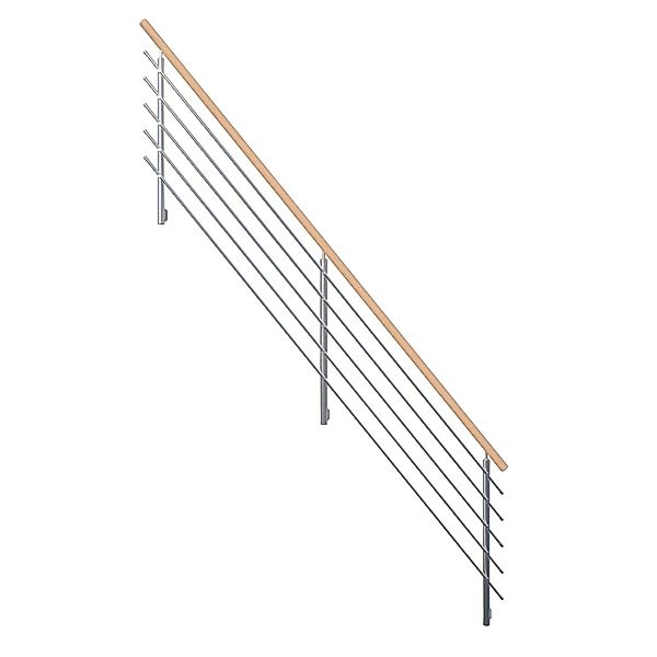 StarWood Edelstahlgeländer Flex mit Rundhandlauf Buche 450 cm günstig online kaufen