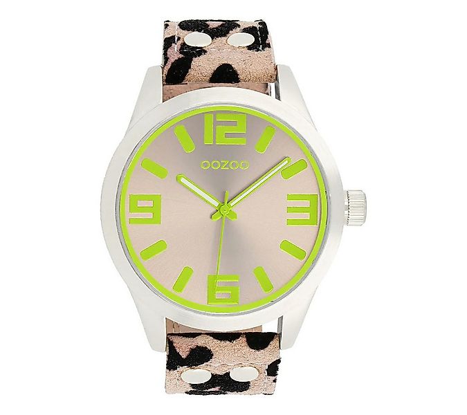 OOZOO Quarzuhr Damenuhr C0902 – Taupe & Lemon – Animalprint-Lederband – 46 günstig online kaufen