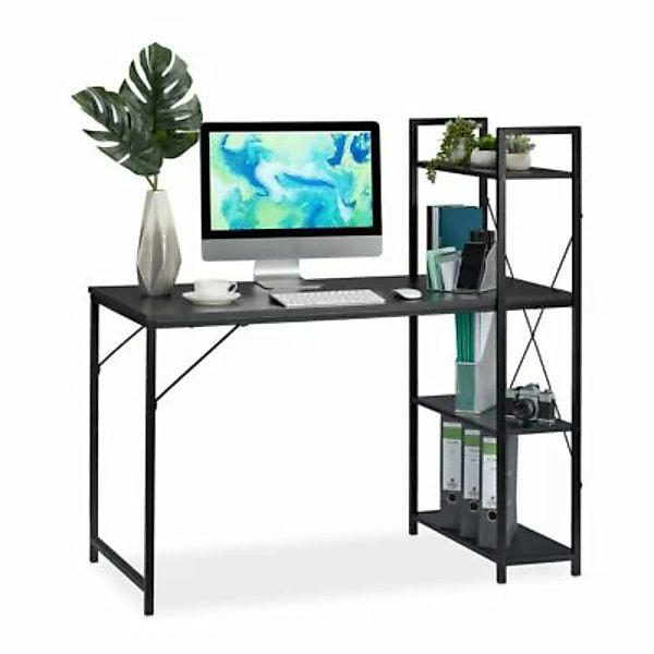relaxdays Schreibtisch mit Regal schwarz günstig online kaufen