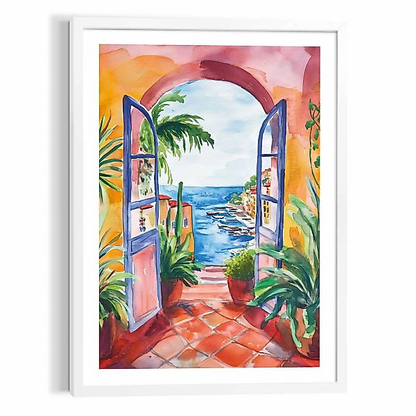 Reinders Poster "Sommerbalkon", Wohnzimmer - Mehrfarbig - MDF - Landschafte günstig online kaufen