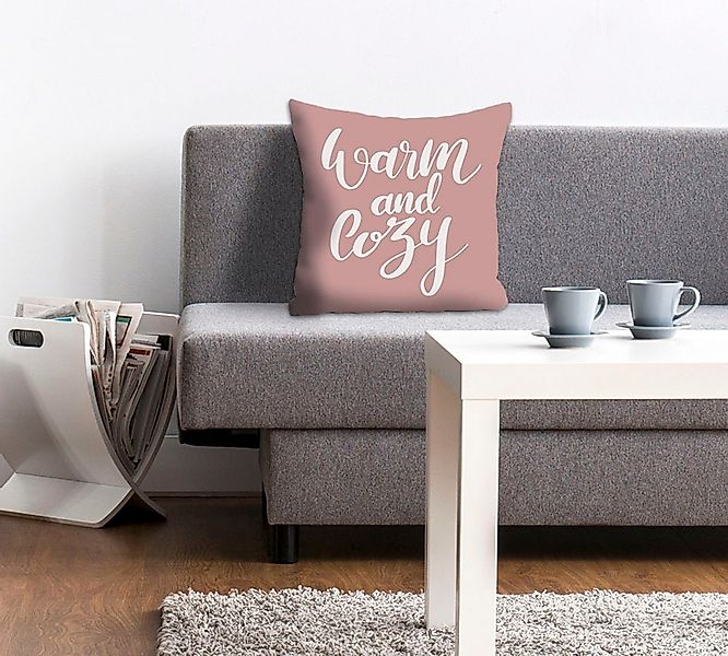queence Dekokissen "Warm and Cozy" mit Schriftzug, Kissenhülle ohne Füllung günstig online kaufen