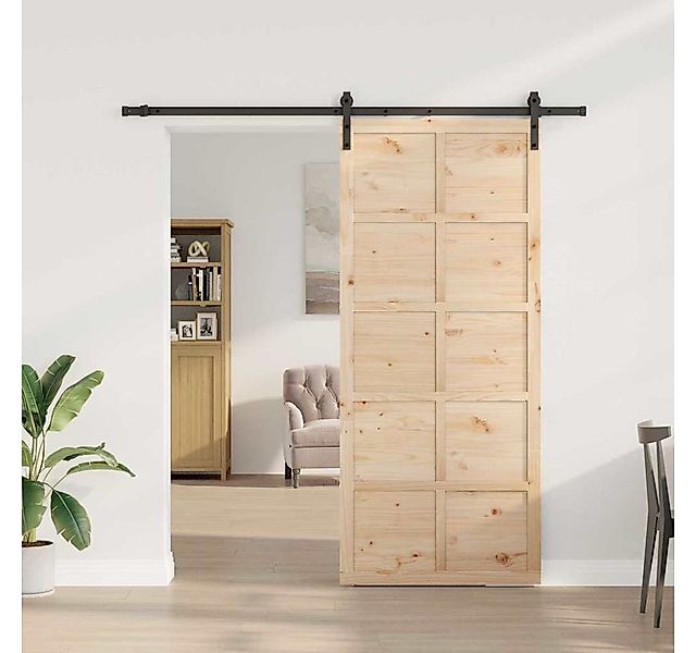vidaXL Haustür Schiebetür Braun 100 x 208 cm Massives Kiefernholz (1-St) günstig online kaufen