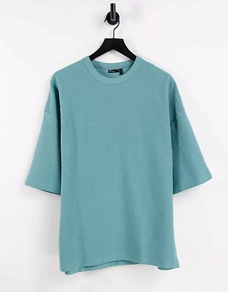 ASOS DESIGN – Oversize-T-Shirt aus Flammengarn in Blau günstig online kaufen