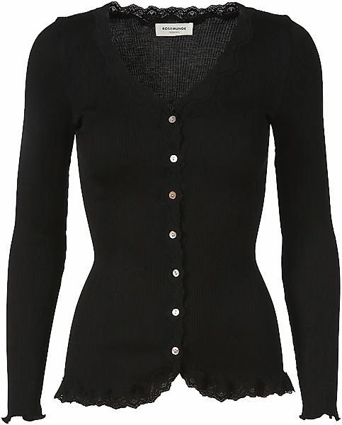 rosemunde Strickjacke "Babette Silk Cardigan" Vintage-Spitzenbesatz, Perlmu günstig online kaufen