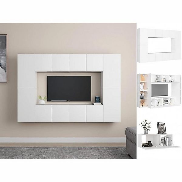 vidaXL TV-Schrank 8-tlg TV-Schrank-Set Weiß Spanplatte günstig online kaufen