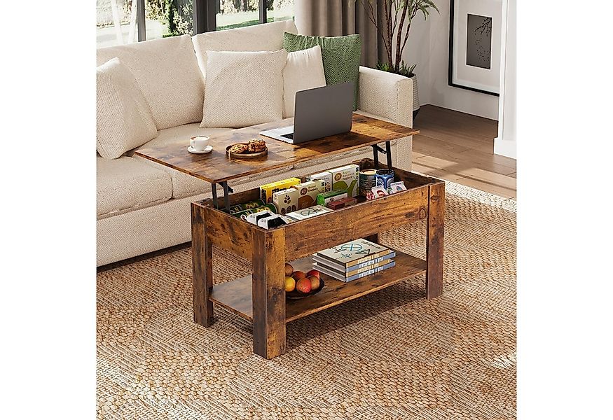 WLIVE Couchtisch Höhenverstellbar und Ausziehbar, Couchtisch Holz mit Staur günstig online kaufen