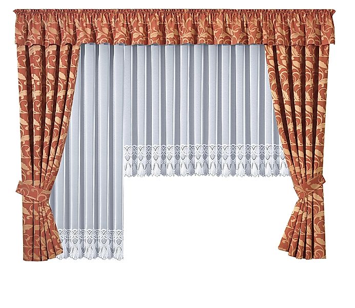 Stickereien Plauen Gardine "Diana" Kräuselband 1 Stk. tlg. veredelt mit ech günstig online kaufen