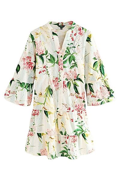 Next Minikleid Mini-Hemdblusenkleid mit Lochstickerei und Print (1-tlg) günstig online kaufen