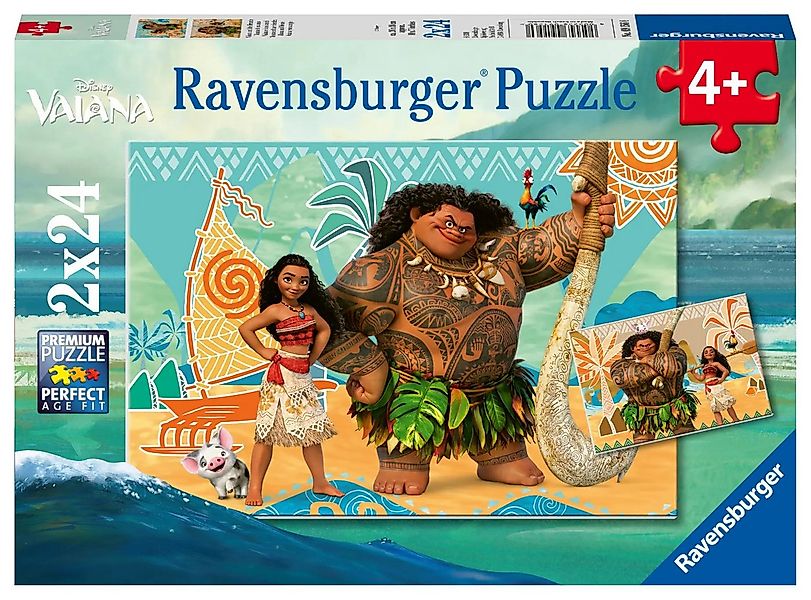 Ravensburger Puzzle Kinderpuzzle 2x24 Teile - Disney Vaiana, 24 Puzzleteile günstig online kaufen