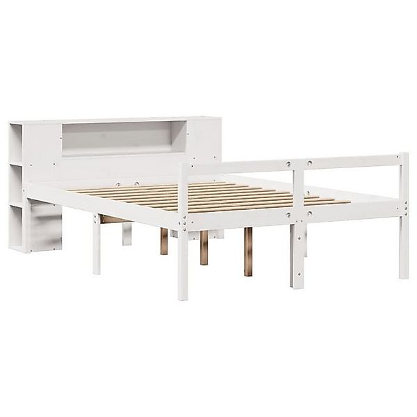 vidaXL Bett Massivholzbett mit Regal ohne Matratze Weiß 140x200 cm Kiefer günstig online kaufen