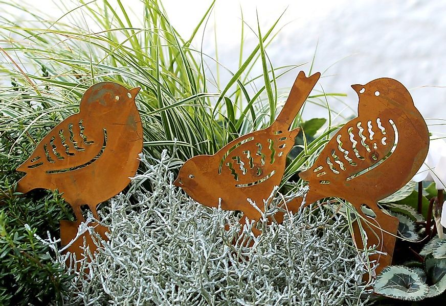 LB H&F Lilienburg Dekofigur 3er SET Gartenstecker Gartenfigur Gartendeko Ro günstig online kaufen