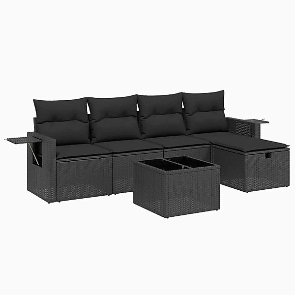 vidaXL 6-tlg Garten-Sofagarnitur mit Kissen Schwarz Poly Rattan Modell 139 günstig online kaufen