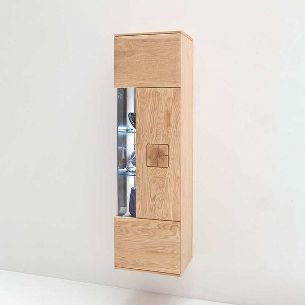 Design Hängevitrine aus Eiche Bianco 45 cm breit günstig online kaufen