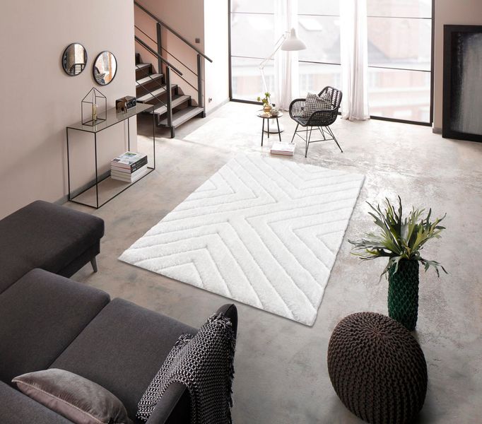 my home Hochflor-Teppich "Fiori" rechteckig 43 mm Höhe mit handgearbeitetem günstig online kaufen