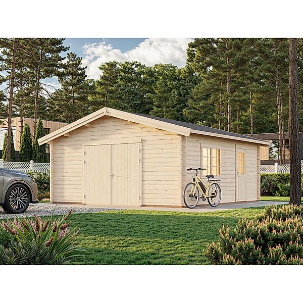 Palmako Garage Roger mit Holztor 540 x 540 cm Lackiert Weiß FSC® günstig online kaufen