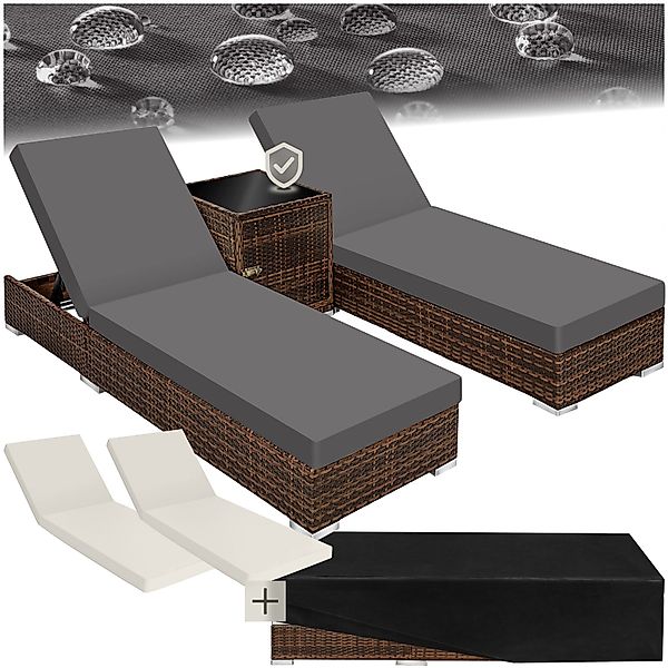 tectake Gartenliege 2er Set Rattan Sonnenliegen, günstig online kaufen