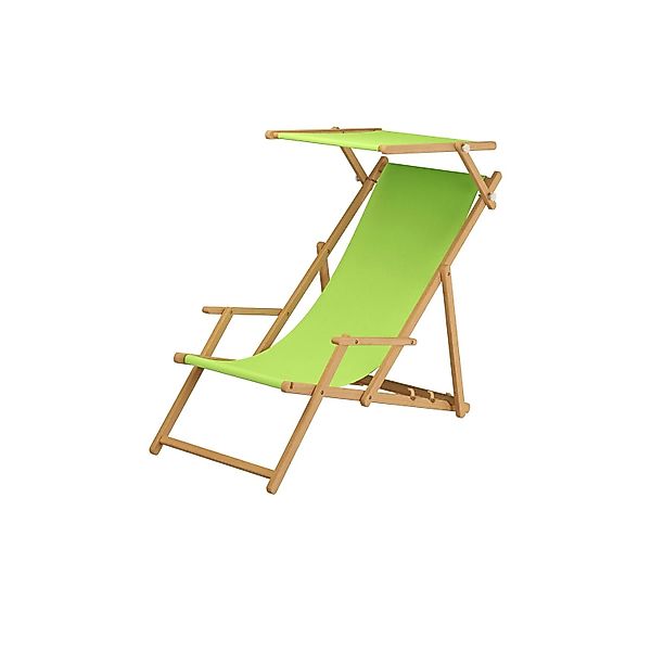 Erst-Holz Holz-Liegestuhl Natur Strandholzstuhl Stofffarbe Pistazie 10-300 günstig online kaufen