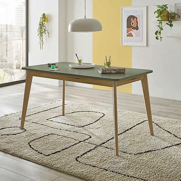 Esszimmer Tisch, ausziehbar 140-180cm, in Eiche mit grün AVEZZANO-61 Modern günstig online kaufen