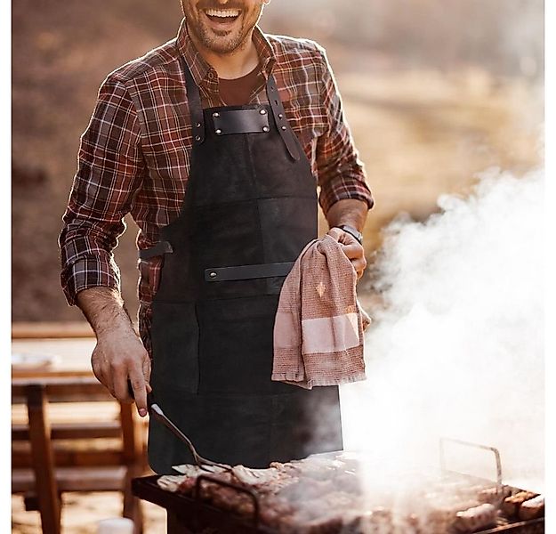 Hamosons Grillschürze Grillschürze aus Velours-Echt-Leder, Schwarz, Hamoson günstig online kaufen
