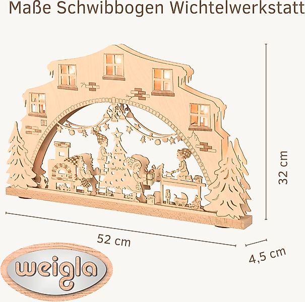 Weigla Schwibbogen "Wichtelwerkstatt, Lichterbogen aus Holz, NATUR", Erzgeb günstig online kaufen