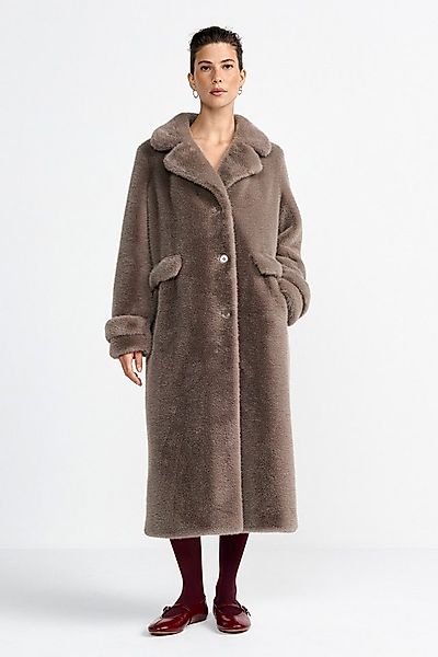 RICHROYAL Fellimitatmantel mit Schlitz hinten, normale Passform, Reverskrag günstig online kaufen