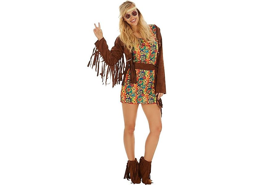 dressforfun Hippie-Kostüm Frauenkostüm Lady Freedom, Kurzes, buntes Kleid günstig online kaufen