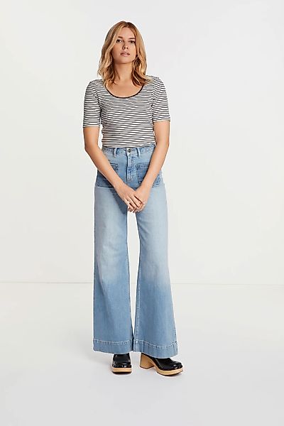 RICHROYAL Rundhalsshirt geringelt, tiefer Rundhals, Rippstruktur günstig online kaufen