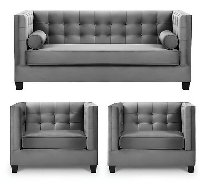 Xlmoebel Sofa Neue Wohnzimmermöbel in Grau: Schlafsofa und Sessel Set aus S günstig online kaufen