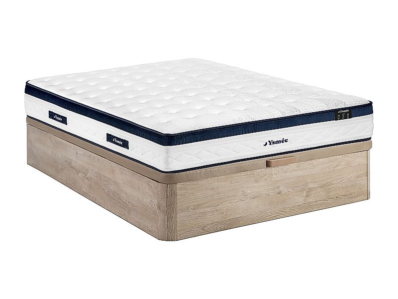 Set 160 x 200 cm - Bettkasten natur hell - Taschenfederkernmatratze 5 Zonen günstig online kaufen