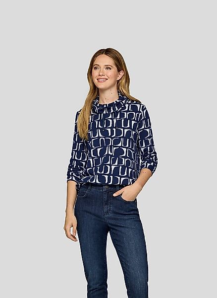 Rabe Langarmshirt mit grafischem Muster und gerafftem Kragen mit Kordelzug günstig online kaufen