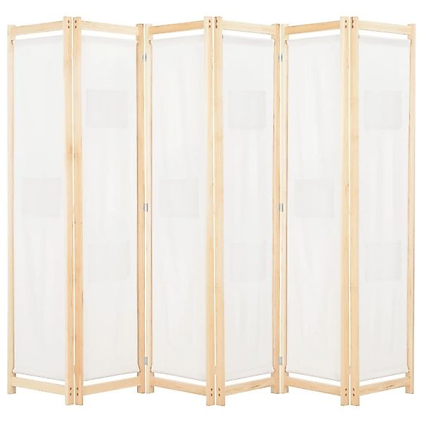 6-teiliger Raumteiler Cremeweiß 240 X 170 X 4 Cm Stoff günstig online kaufen