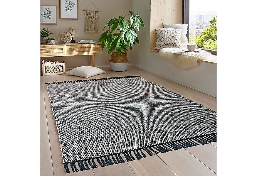 TaraCarpet Wollteppich Handwebteppich Borkum 100% Baumwolle, rechteckig, Hö günstig online kaufen