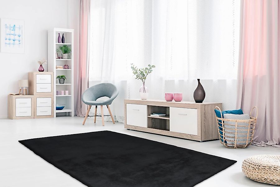 my home Fellteppich »Alvin«, rechteckig, 45 mm Höhe, Teppich in Kaninchenfe günstig online kaufen