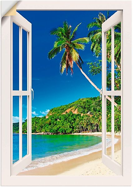 Artland Wandbild "Fensterblick Paradies", Fensterblick, (1 St.), als Leinwa günstig online kaufen