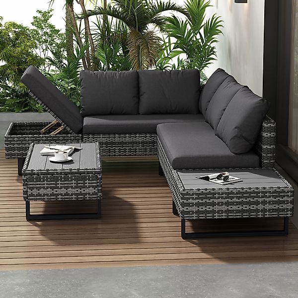 BlingBin Gartenlounge-Set Gartengarnitur Sitzgruppe Sofa Lounge, günstig online kaufen