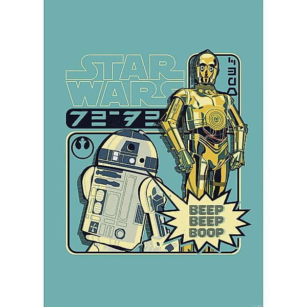 Komar Wandbild Star Wars Beep Boop 50 cm x 70 cm Blau günstig online kaufen