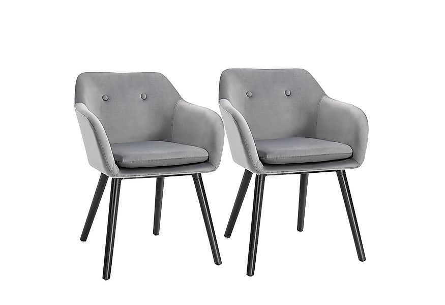 HOMCOM Esszimmerstuhl 2er-Set, mit Rückenlehne, Samtoptik, Buchenholzbeine günstig online kaufen