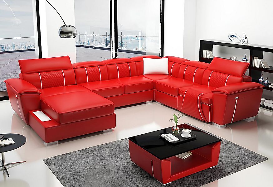 JVmoebel Ecksofa Ledersofa Couch Polster Designer Leder Sofas Sofa U-Form C günstig online kaufen