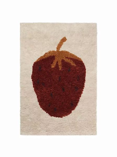 Teppich Fruiticana - Fraise textil gelb rot beige / klein - handgewebt - Fe günstig online kaufen