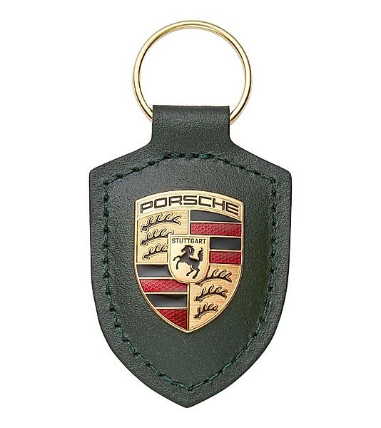 Porsche Schlüsselanhänger Wappen Leder Oak green grün metallic Anhänger key günstig online kaufen