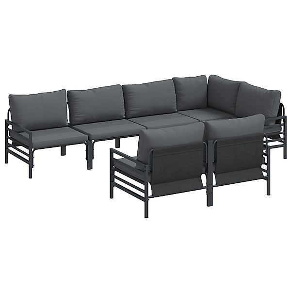 vidaXL Garten-Sofa-Set mit Kissen 7-Tlg Anthrazit Stahl Stoff 3378959 günstig online kaufen