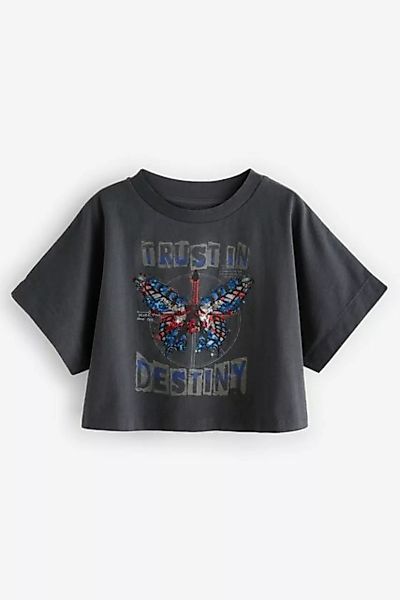 Next Paillettenshirt Oversized-T-Shirt mit Schmetterling und Pailletten (1- günstig online kaufen