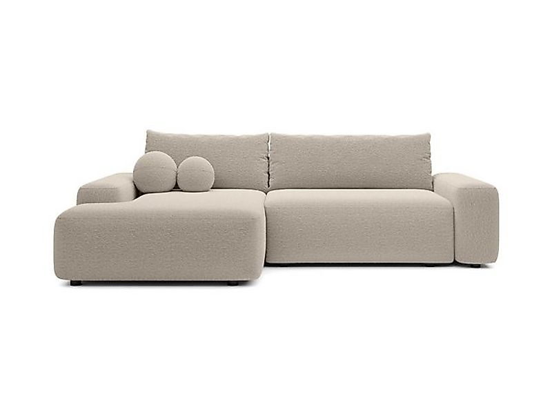 Goldstoff Ecksofa POOL Bouclé Stoff, Schlafsofa 264 cm, L-Form, Eckcouch mi günstig online kaufen