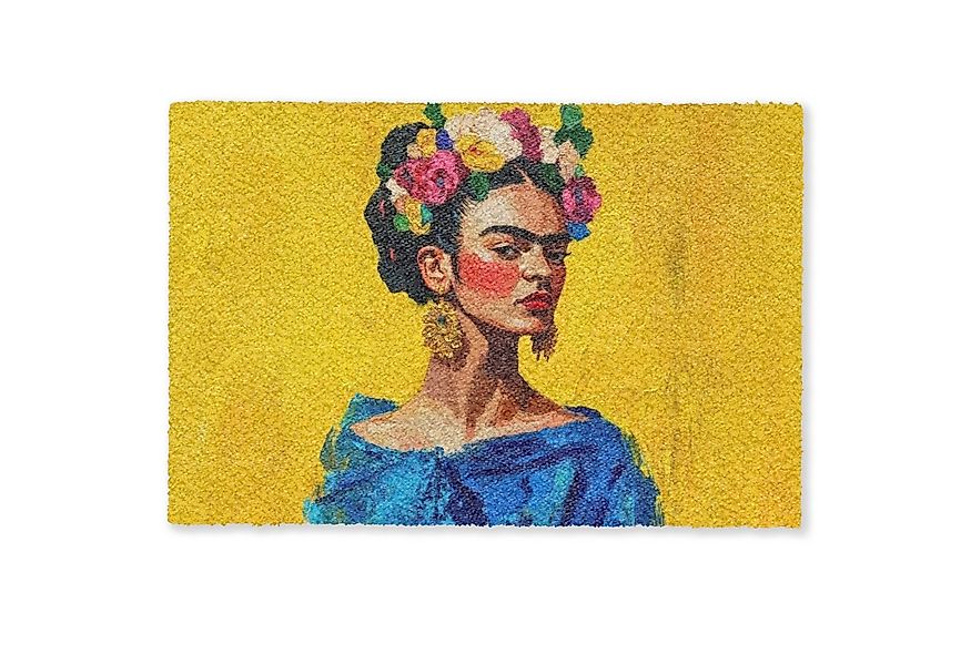 MuchoWow Fußmatte Frida Kahlo - Frau - Gelb - Blau - Blumen, Rechteckig, in günstig online kaufen