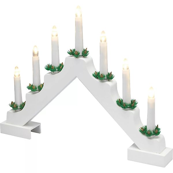 LED Kerzen-Holzbrücke 7 warmweiße LEDs günstig online kaufen