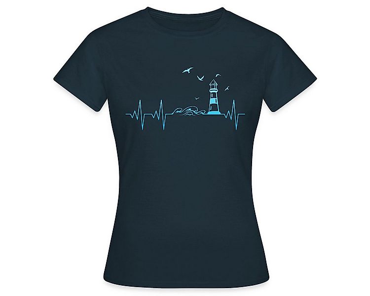 Spreadshirt T-Shirt Küste Meer Leuchtturm Herschlag EKG Moin Frauen T-Shirt günstig online kaufen