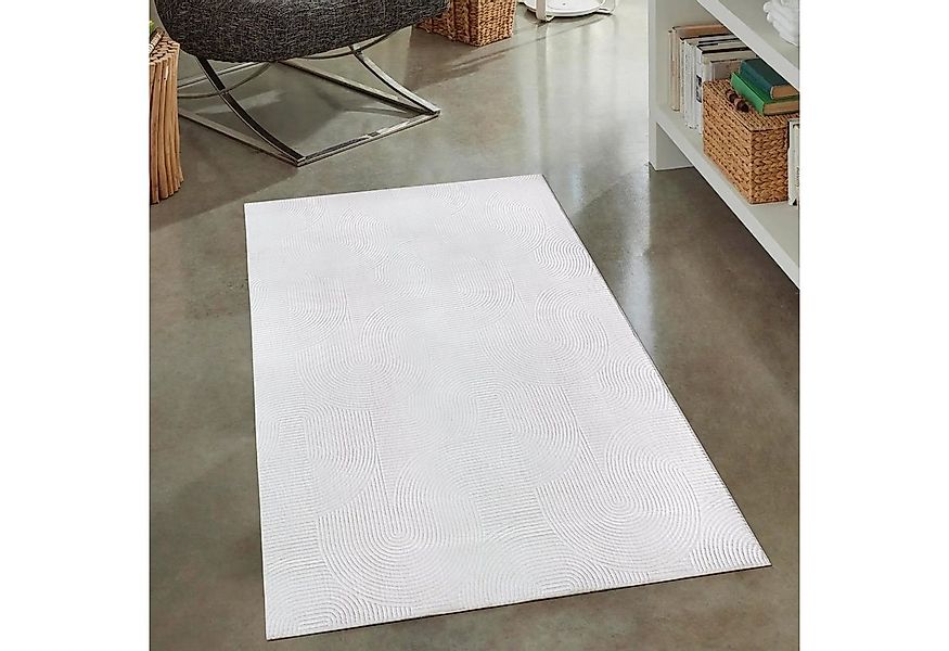 Carpetia Teppich Schöner warmer Teppich mit elegantem Linienmuster in weiß, günstig online kaufen
