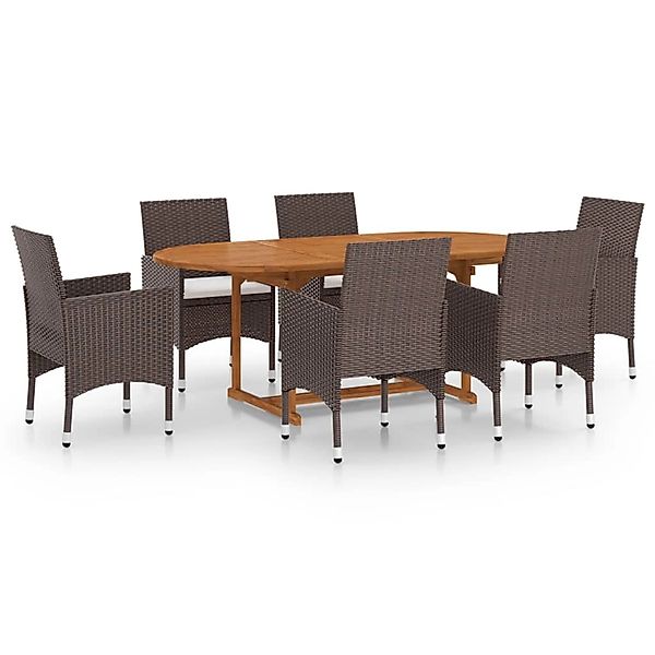 vidaXL 7-Tlg Garten-Essgruppe mit Kissen Braun 3095893 günstig online kaufen