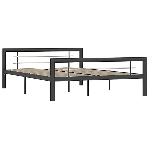 vidaXL Bettgestell Bettgestell Grau und Weiß Metall 160 200 cm Bett Bettrah günstig online kaufen